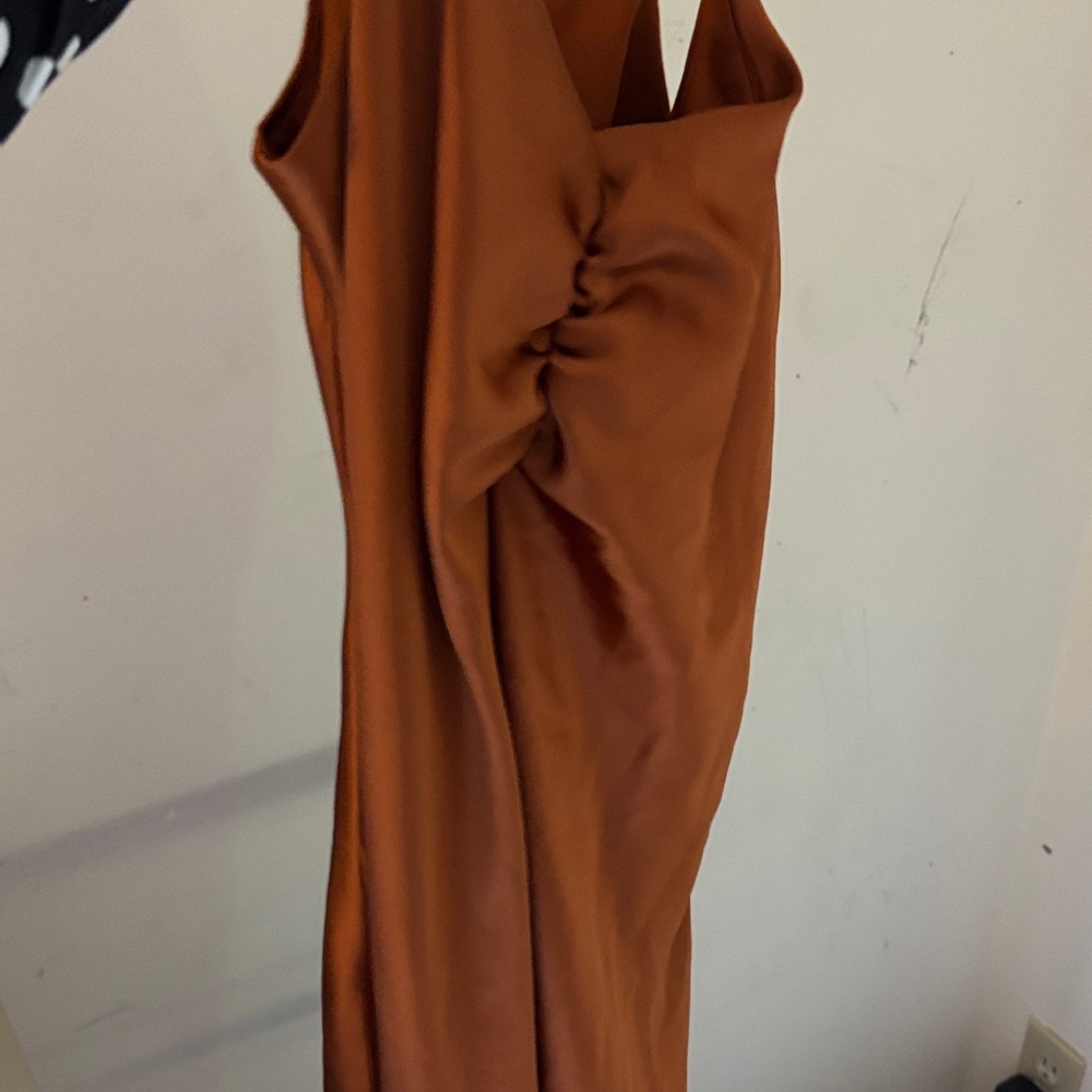 Elegant Rust Satin Dress